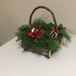 cedar basket with wood handle